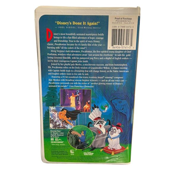 Vintage Disney Pocahontas VHS Tape 1996 Walt Disney Masterpiece Clamshell Movie - Picture 2 of 9